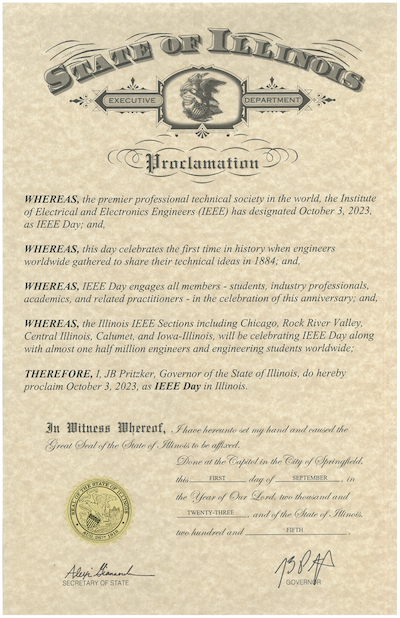 IEEE Day Proclamation from the State of Illinois